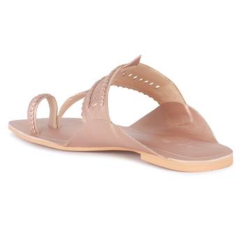 Handcrafted Rose Gold Cut Work Kolhapuri Flats 3