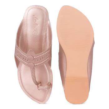 Handcrafted Rose Gold Cut Work Kolhapuri Flats 5