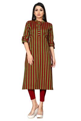 red stitched Cotton Kurti  1