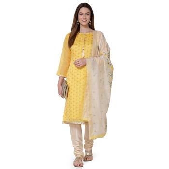 Yellow embroidered chanderi salwar 1
