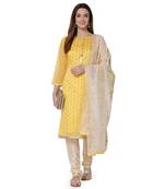 Yellow embroidered chanderi salwar