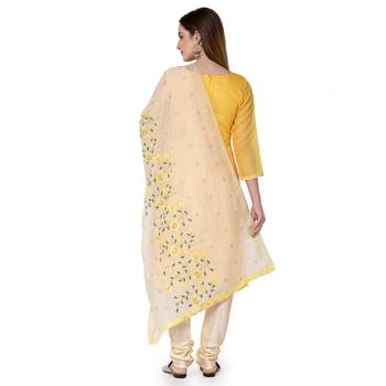 Yellow embroidered chanderi salwar 3
