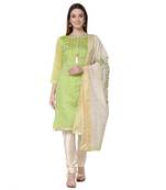 Green embroidered chanderi salwar