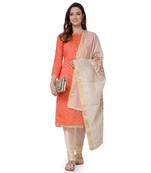 Orange embroidered chanderi salwar