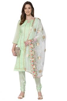 Green embroidered chanderi salwar