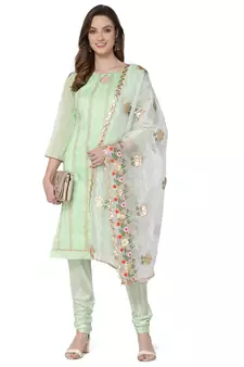 Green embroidered chanderi salwar