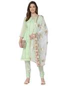 Green embroidered chanderi salwar