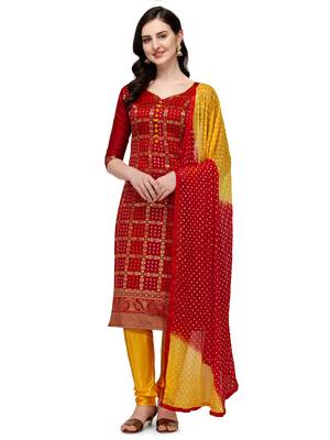 Red bandhej chanderi silk salwar 1