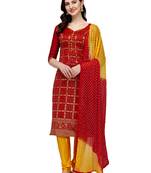 Red bandhej chanderi silk salwar