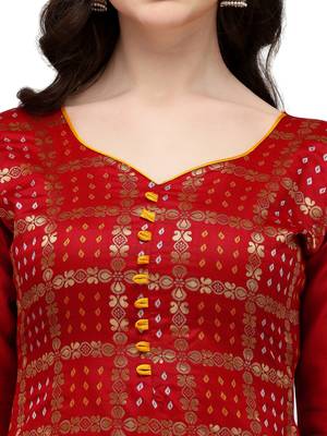 Red bandhej chanderi silk salwar 4
