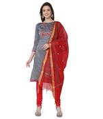 Grey embroidered cotton silk salwar