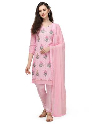 Pink embroidered chanderi silk salwar 1