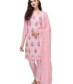 Pink embroidered chanderi silk salwar