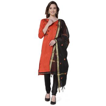 Orange embroidered cotton silk salwar 1