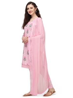 Pink embroidered chanderi silk salwar 2