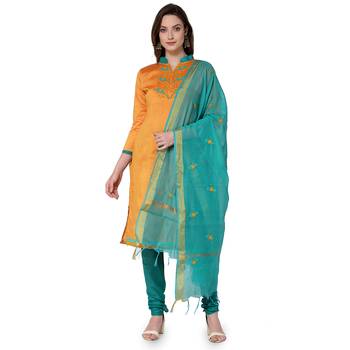 Yellow embroidered cotton silk salwar 1