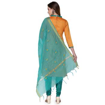 Yellow embroidered cotton silk salwar 3