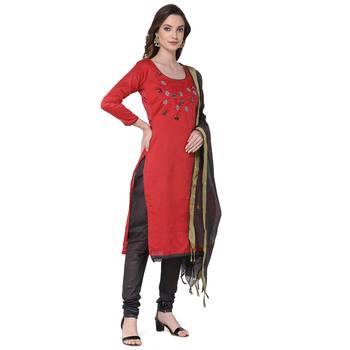 Red embroidered cotton silk salwar 2
