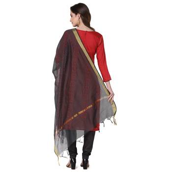 Red embroidered cotton silk salwar 3