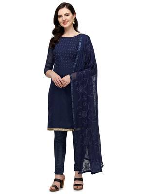 Blue embroidered chanderi silk salwar 1
