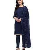 Blue embroidered chanderi silk salwar