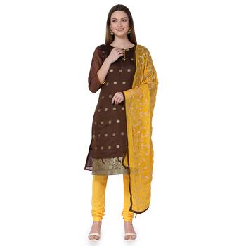 Brown embroidered banarasi silk salwar 1