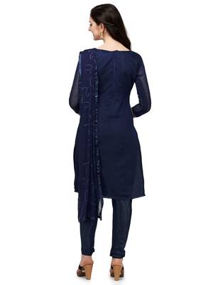 Blue embroidered chanderi silk salwar 3