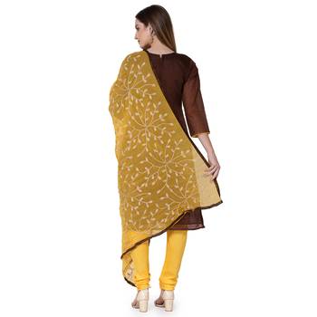 Brown embroidered banarasi silk salwar 3