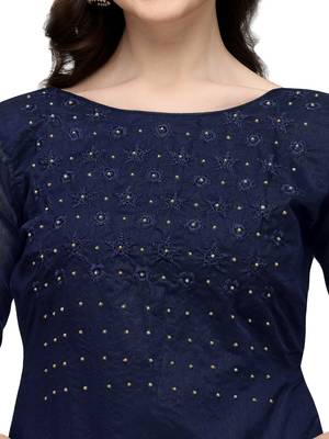 Blue embroidered chanderi silk salwar 4