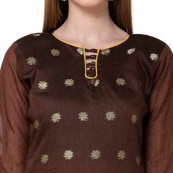 Brown embroidered banarasi silk salwar 4