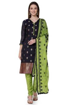 Blue embroidered banarasi silk salwar
