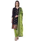 Blue embroidered banarasi silk salwar
