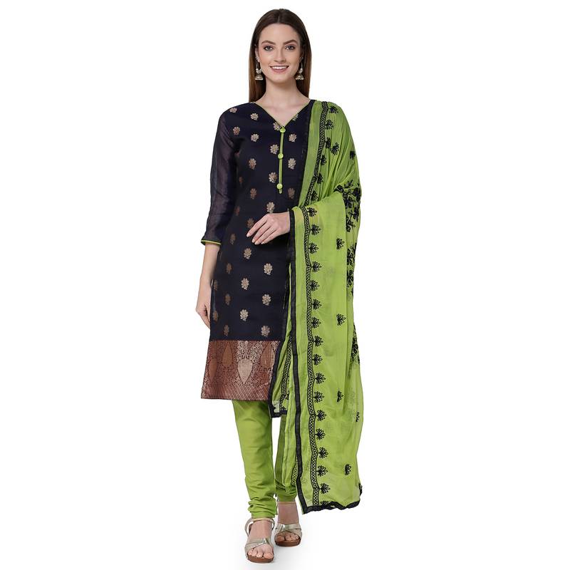 Blue embroidered banarasi silk salwar