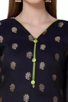 Blue embroidered banarasi silk salwar