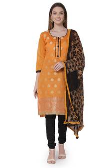 Orange embroidered banarasi silk salwar