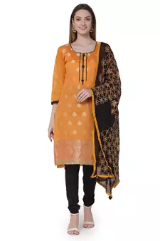 Orange embroidered banarasi silk salwar