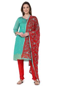 Green embroidered banarasi silk salwar