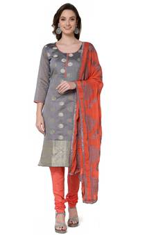 Grey embroidered banarasi silk salwar