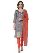 Grey embroidered banarasi silk salwar