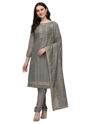 Grey embroidered chanderi salwar 1