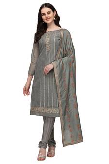Grey embroidered chanderi salwar