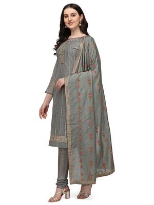 Grey embroidered chanderi salwar 2