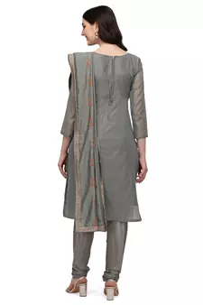 Grey embroidered chanderi salwar