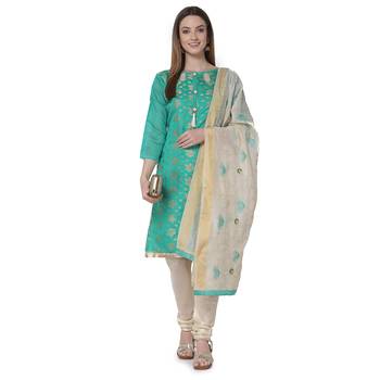Green embroidered chanderi salwar 1