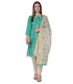 Green embroidered chanderi salwar