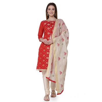 Red embroidered chanderi salwar 1