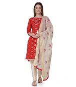 Red embroidered chanderi salwar