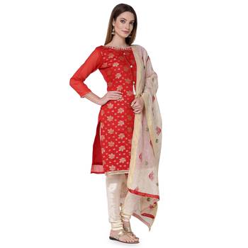 Red embroidered chanderi salwar 2