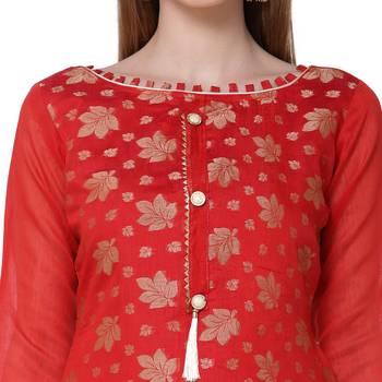 Red embroidered chanderi salwar 4