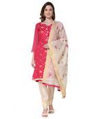 Pink embroidered chanderi salwar